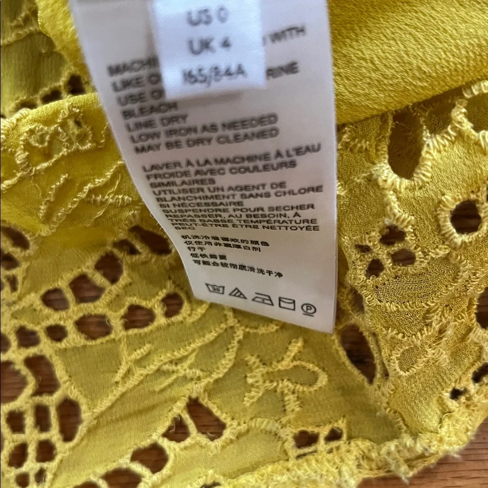 Anthropologie Yellow Lace Ruffle Blouse